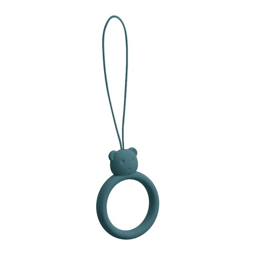 Silicone lanyard for phone pendant bear ring finger ring green