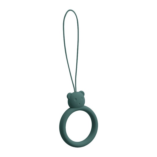 Silicone phone lanyard pendant bear ring finger ring dark green