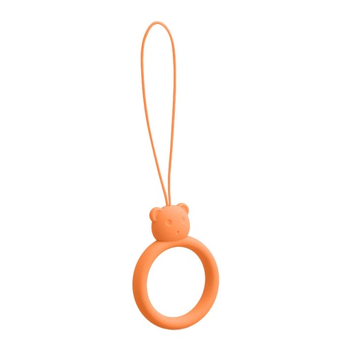 Silicone phone lanyard pendant bear ring finger ring orange