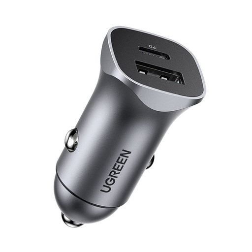 USB-C USB 24W "Power Delivery" greitojo įkrovimo automobilinis įkroviklis pilkos spalvos