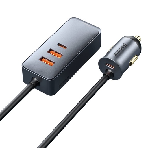 "Share Together" 2x USB 2x USB-C 120W PPS QC PD automobilinis įkroviklis pilkos spalvos