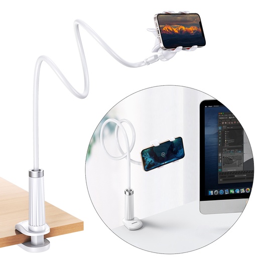 Universal holder stand phone stand tablet stand with flexible arm white