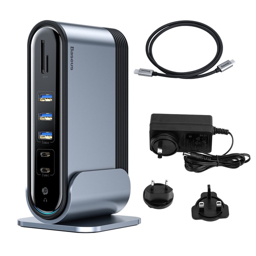 Multifunctional HUB replicator port splitter card reader EU CN UK plugs grey