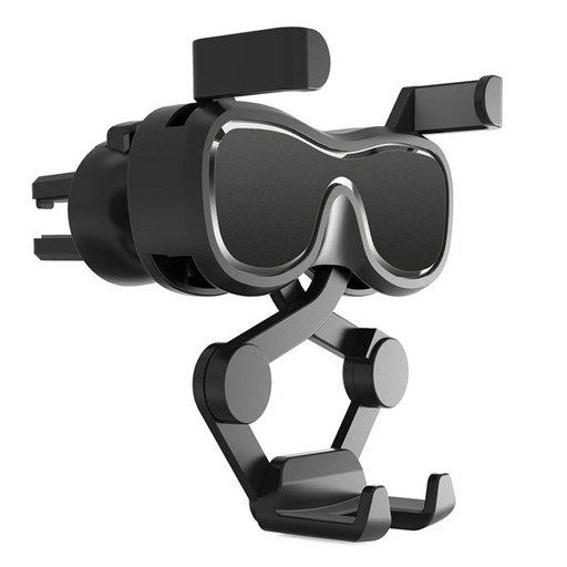 Gravity car mount for smartphone on the grille with air freshener black