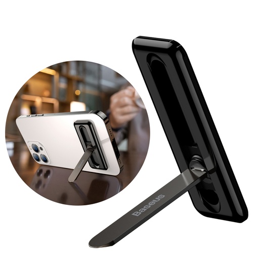 Self-adhesive folding stand for phone black