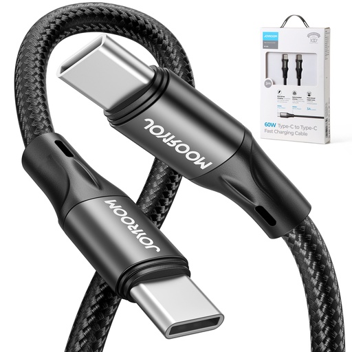USB-C USB-C PD 60W ātrās uzlādes un datu pārraides kabelis 2 m melns