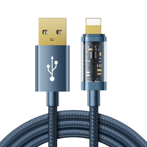 USB - "Lightning" "iPhone" įkrovimo ir duomenų perdavimo kabelis 2,4A 20W 1,2 m mėlynas