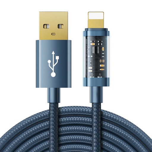 "iPhone" USB - "Lightning" laidas įkrovimui ir duomenų perdavimui 2,4A 20W 2 m mėlynas