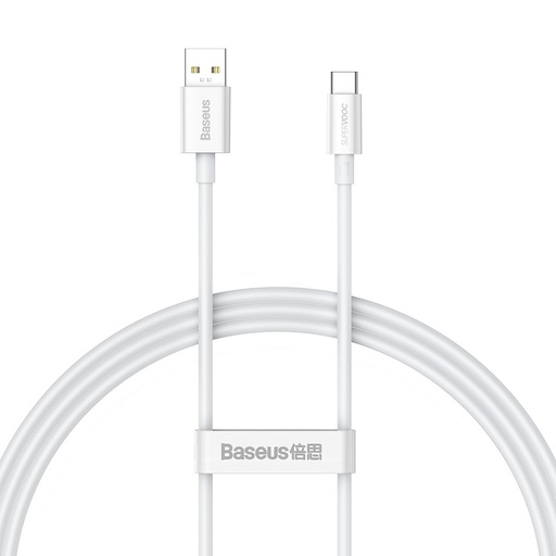 "Superior" serijos SUPERVOOC USB-A į USB-C 65W kabelis 1 m, baltas