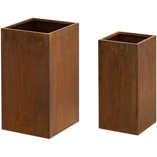 2 kvadratinių gėlių vazonų rinkinys 23x23 cm 28x28 cm - korteninis plienas