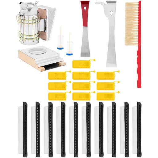 Set of beekeeping tools vacuum cleaner chisel sweep feeder - 26 pieces.