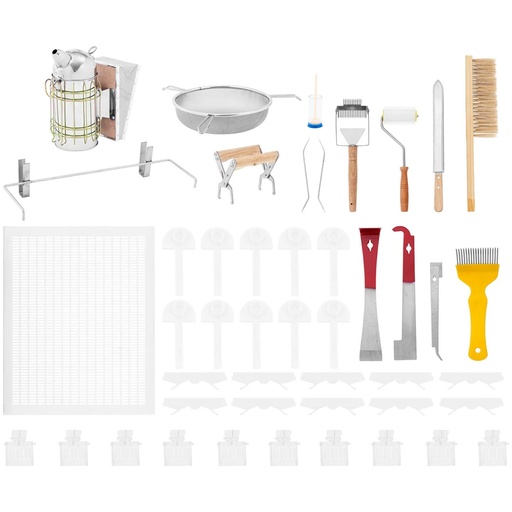Set of beekeeping tools vacuum cleaner chisels grippers screen traps - 37 pieces.