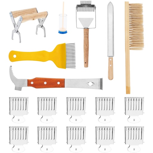 Set of beekeeping tools chisel sweep grapple de-scraper - 17 pieces.