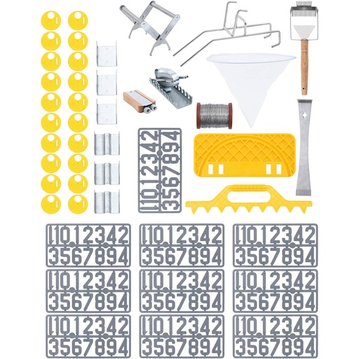 Set of beekeeping tools wire tensioner belt numbers for hives - 45 pcs.