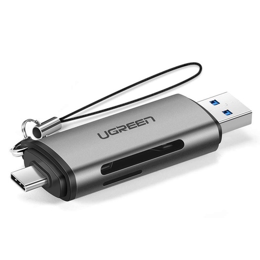 Universāls mikro SD karšu lasītājs USB 3.0 un USB-C 3.0, pelēks