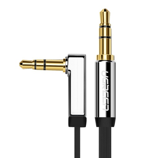 Plokščias garso kabelis AUX 3,5 mm mini lizdas 1 m sidabro spalvos