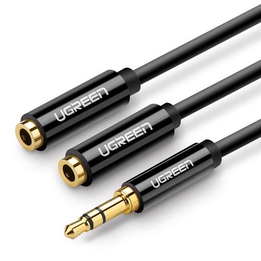 Austiņu kabeļu sadalītājs 2x AUX 3,5 mm mini ligzda 25 cm melns