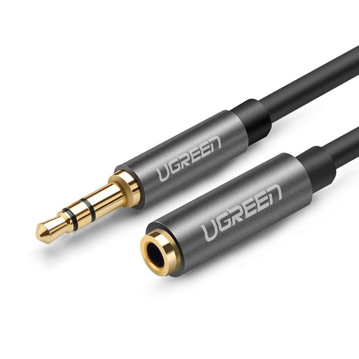 Ausinių pratęsimo kabelis AUX 3,5 mm mini lizdas 1 m sidabrinis
