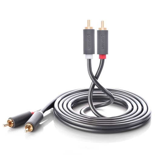 Stereo garso ir vaizdo kabelis 2 RCA 2x Cinch 5 m pilkos spalvos
