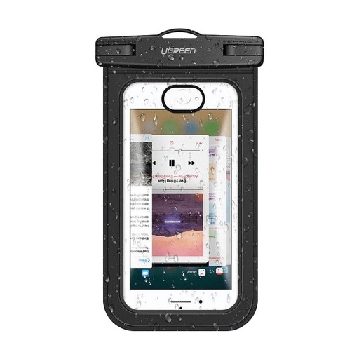 Vandeniui atsparus dėklas telefonui iki 6,0'', skirtas baseinui ir vandeniui juodos spalvos