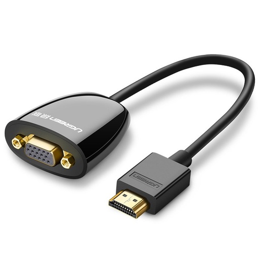 Adapterio kabelis iš HDMI vyriškos į VGA moterišką FHD juodos spalvos