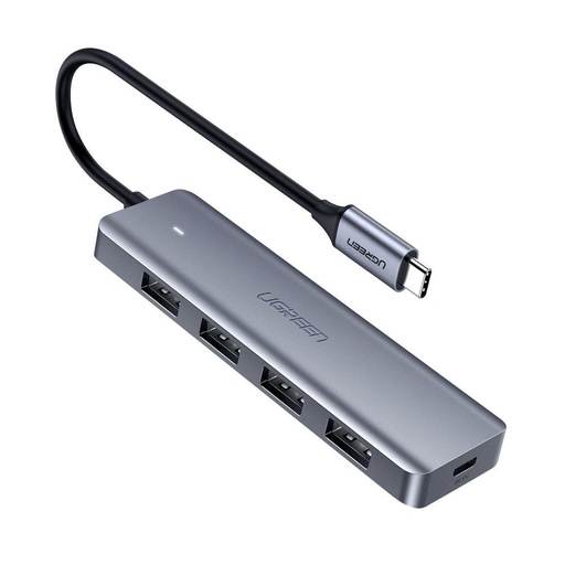 HUB sadalītājs USB-C - 4x USB 3.2 ar USB-C barošanas portu, pelēks