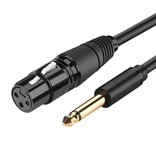 Garso kabelio adapteris mikrofono XLR vidinis - 6,35 mm lizdas išorinis 3 m juodas