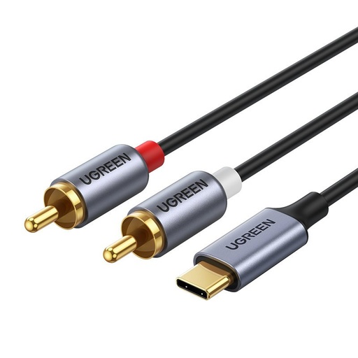 Garso kabelis USB-C vyriškas - 2RCA vyriškas 1,5 m pilkos spalvos