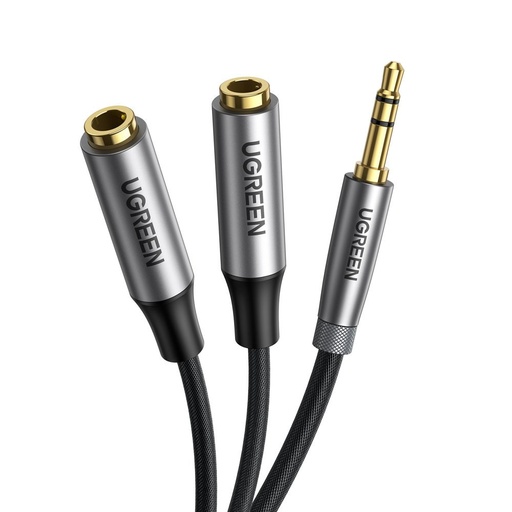 Sadalītājs 2x AUX kabelim 3,5 mm mini jack 0,2 m melns