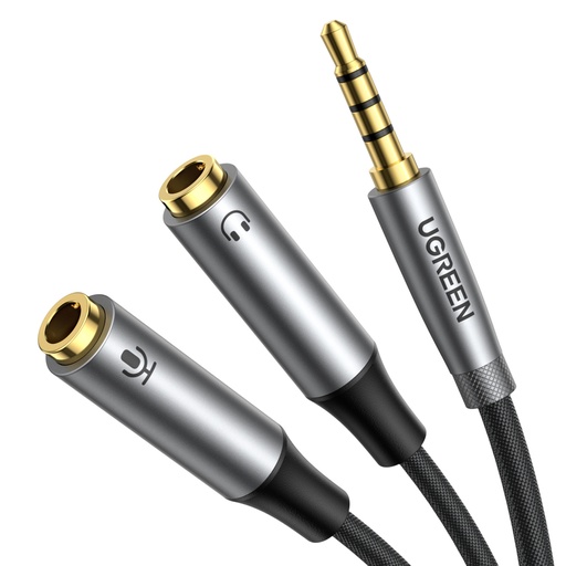 AUX 3,5 mm ārējais savienojums ar austiņu un mikrofona iekšējo vadu sadalītājs 20 cm melns