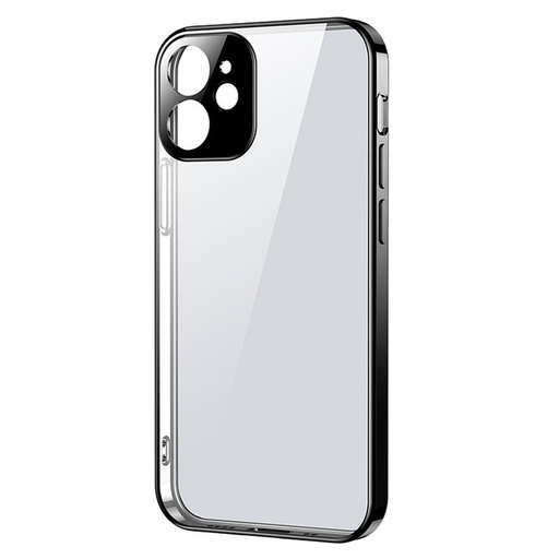 Itin plonas permatomas dėklas su metaliniu rėmeliu, skirtas "iPhone 12 Pro Max", juodas