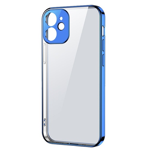 Itin plonas permatomas dėklas su metaliniu rėmeliu, skirtas "iPhone 12 Pro Max", tamsiai mėlynas