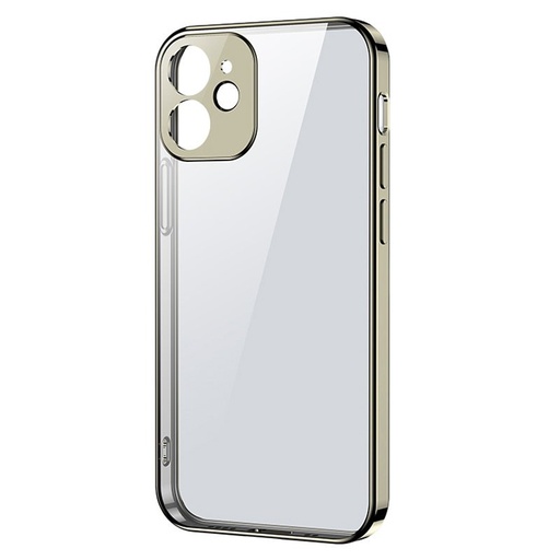 Itin plonas permatomas dėklas su metaliniu rėmeliu "iPhone 12 Pro Max" aukso spalvos