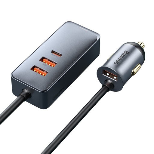 Auto lādētāja sadalītājs 3x USB + USB-C 120W PPS QC PD pelēks