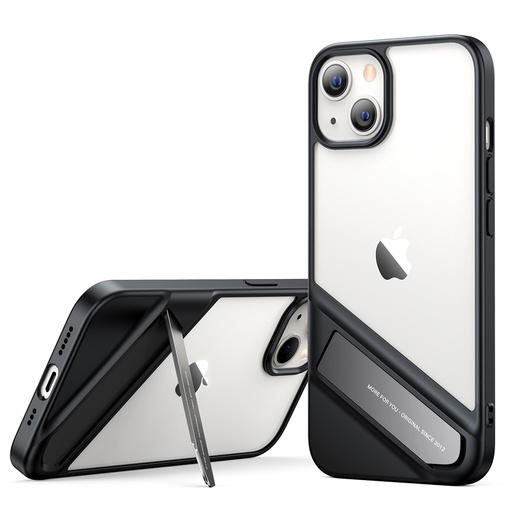 Tvirtas dėklas su geliniu rėmeliu ir stovu "iPhone 13", juodas