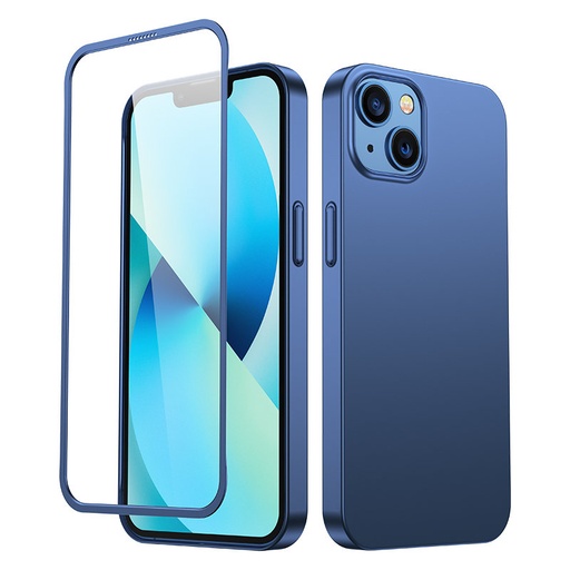 Dėklas "iPhone 13" galiniam ir priekiniam dangteliui + grūdintas stiklas mėlynas