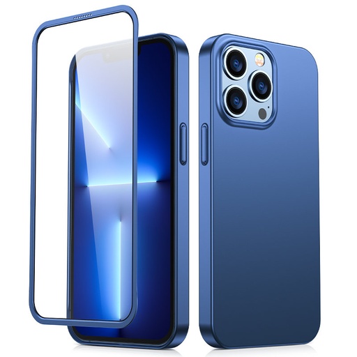 Dėklas "iPhone 13 Pro" galiniam ir priekiniam dangteliui + grūdintas stiklas, mėlynas