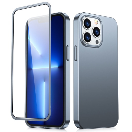 "iPhone 13 Pro" galinio ir priekinio dėklo dangtelis + grūdintas stiklas, pilkas