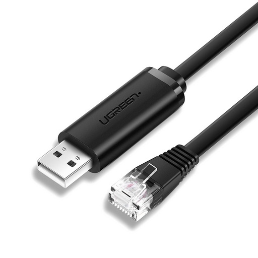 Konsolės kabelis USB adapteris - RJ45 vytos poros eterneto kabelis 1,5 m juodas