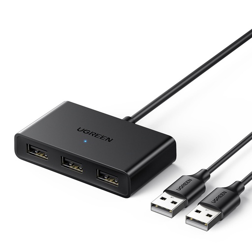 Jungiklio adapterio dėžutė USB 2 įėjimai - 3 išėjimai juoda