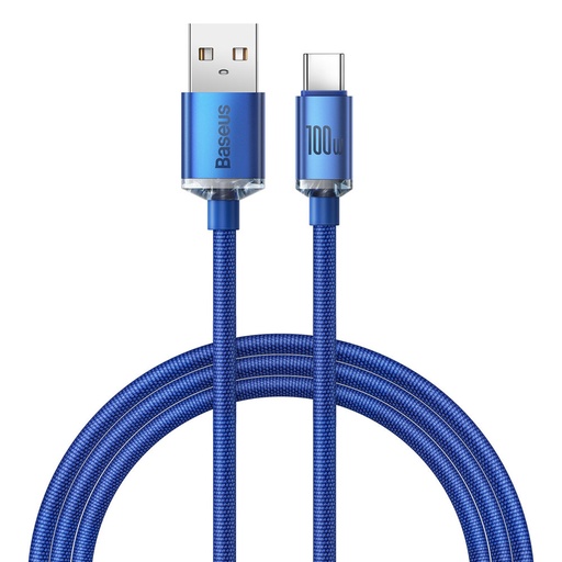 USB - USB-C 100 W greitojo įkrovimo ir duomenų perdavimo kabelis 1,2 m mėlynas