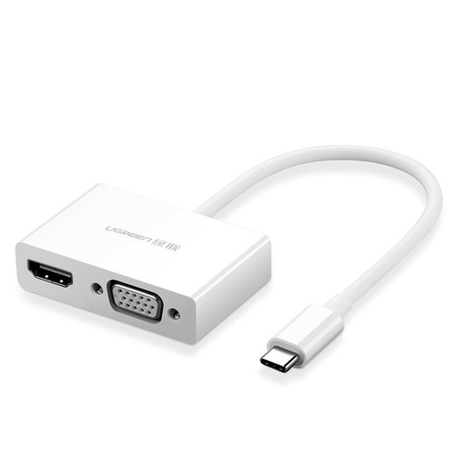 USB-C - HDMI VGA video pārveidotājs adapteris, balts