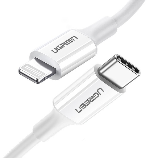Kabelis iPhone MFi USB-C - Lightning 20W 3A 0.5m balts