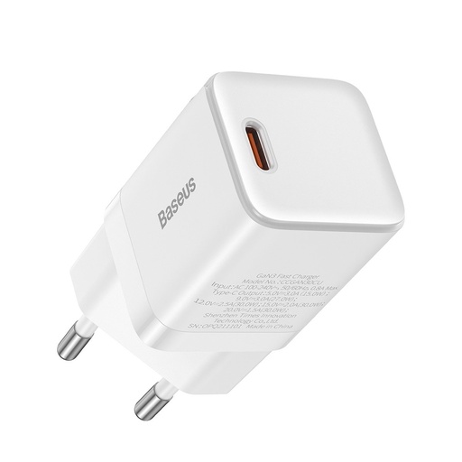 GaN3 ātrais lādētājs USB-C kabelim 30 W, balts