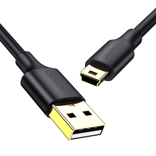 Kabeļš 5-pin USB ar zelta pārklājumu - mini USB 0,25 m melns