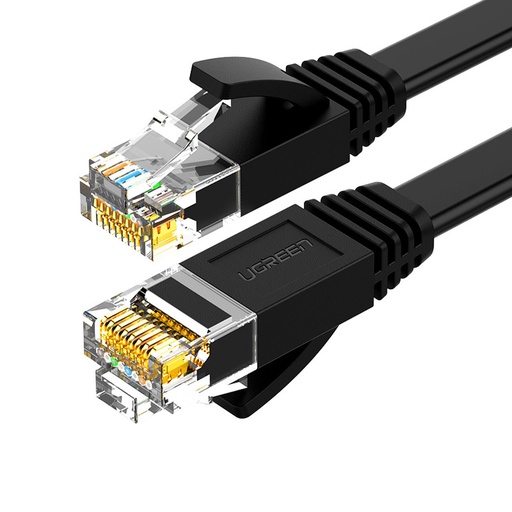 Plokščias LAN sujungimo laidas RJ45 Ethernet Cat. 6 12 m juodas