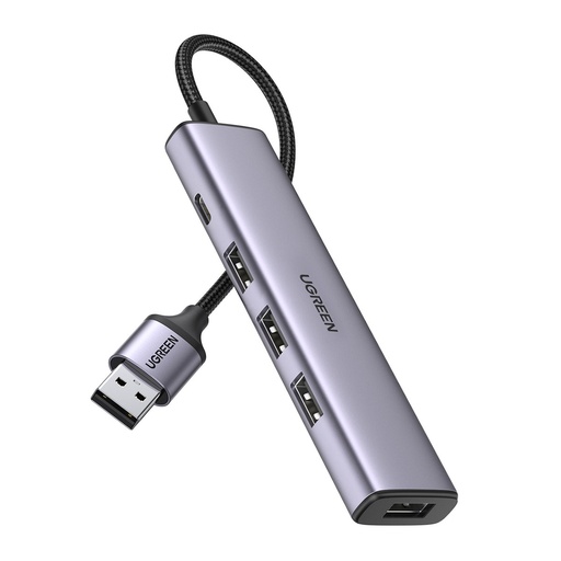 USB prievadų skirstytuvas HUB - 4x USB 3.0 pilkos spalvos