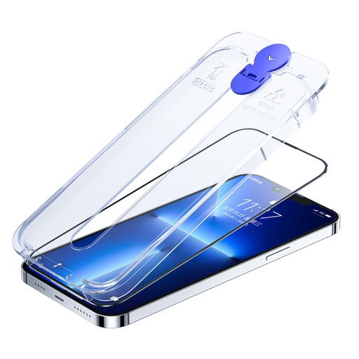Grūdintas stiklas "iPhone 14 Pro Max" su tvirtinimo rinkiniu skaidrus Knight
