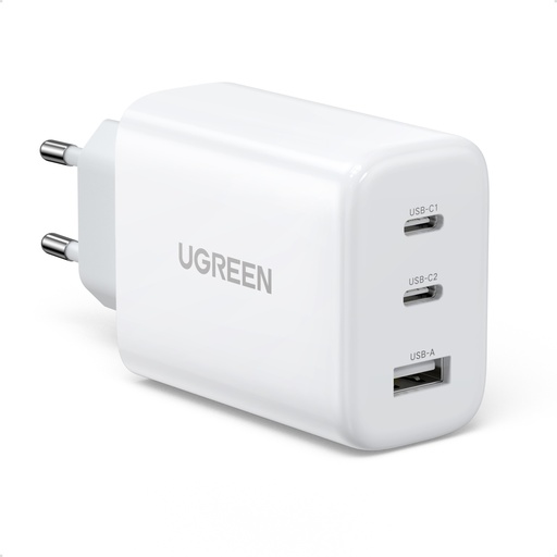 2x USB-C USB fast charger 65W PD QC white