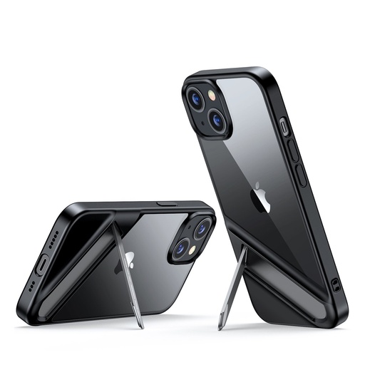 Rigid case with gel frame and built-in stand for iPhone 14 Plus black